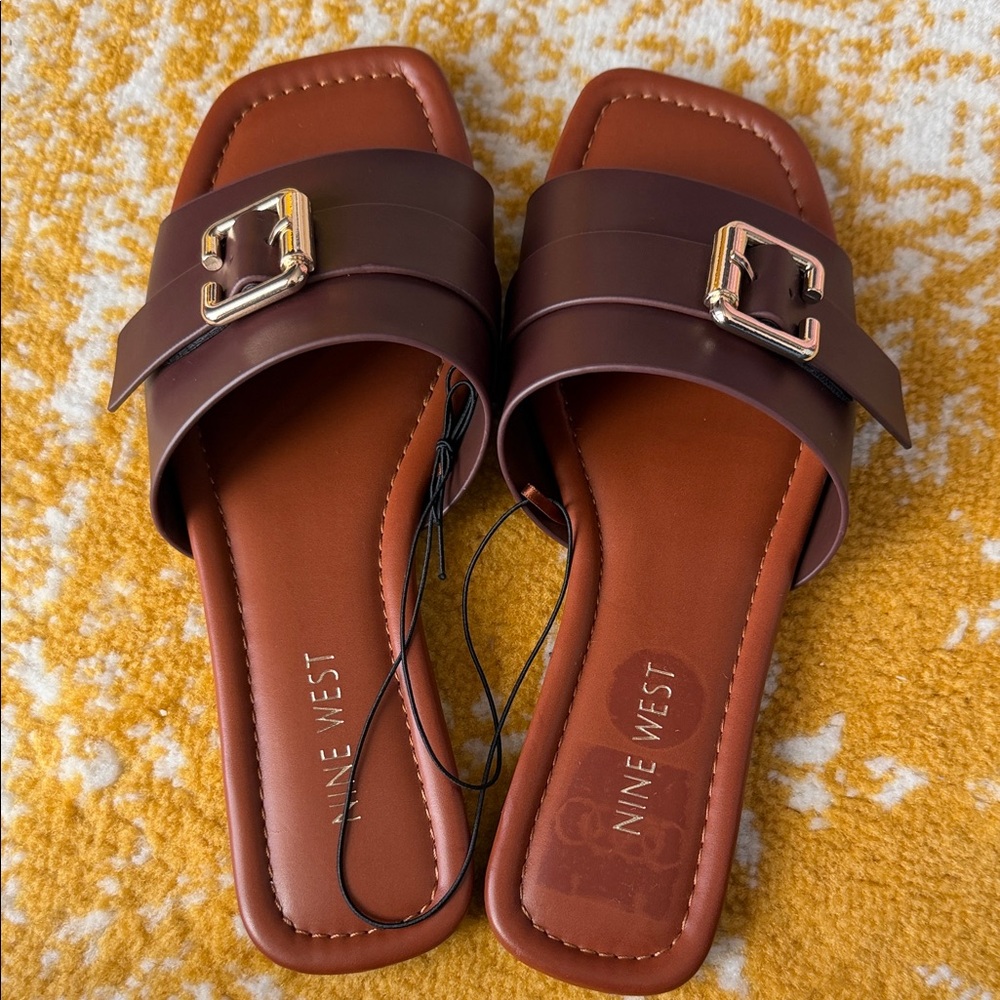 Nine West Dark Brown Buckle Sandals